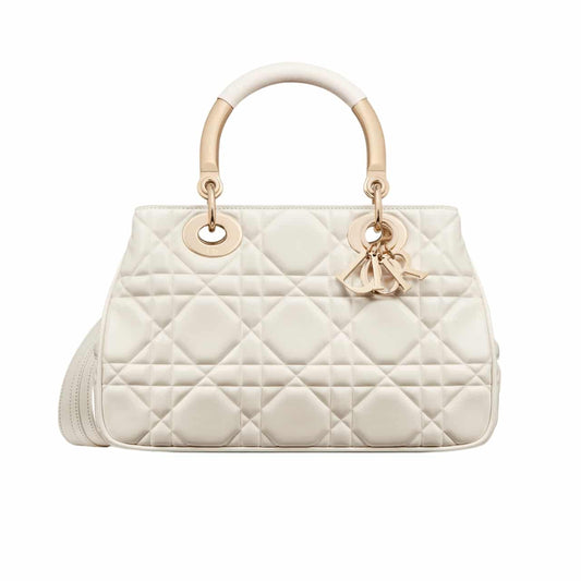 DIOR LADY 95.22 MEDIUM HANDBAG LATTE 25CM