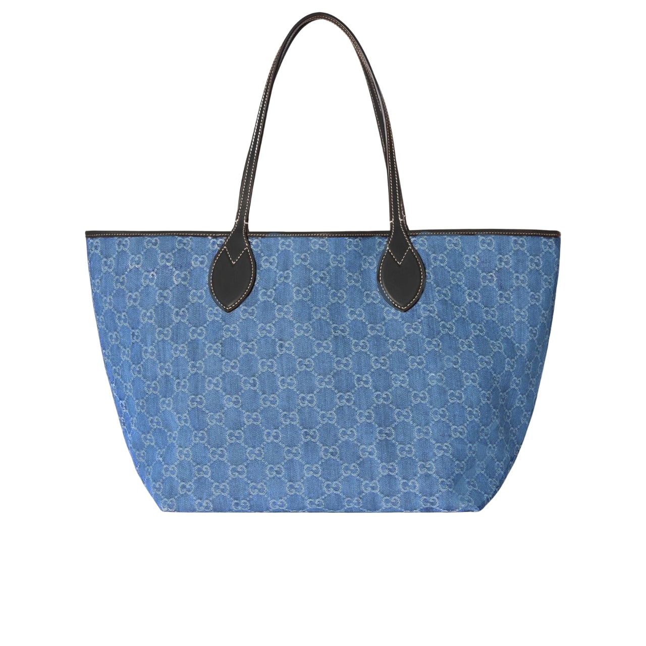 GUCCI TOTISSIMA LARGE TOTE BAG DENIM BLUE AND BLACK 30CM