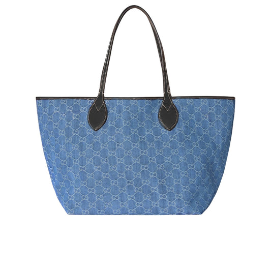 GUCCI TOTISSIMA LARGE TOTE BAG DENIM BLUE AND BLACK 30CM
