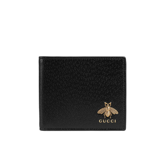 GUCCI ANIMALIER BI FOLD WALLET BLACK 11CM 523664 DJ20T 1000