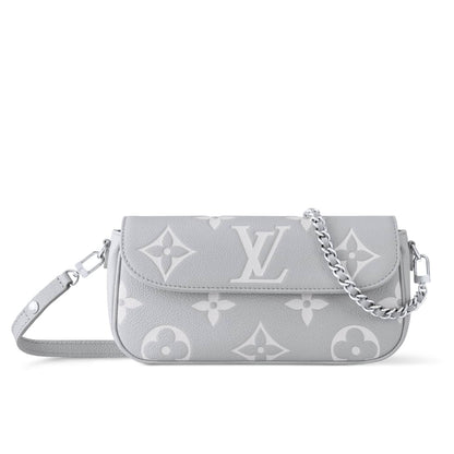 LOUIS VUITTON WALLET ON CHAIN IVY BRUME GRAY 23CM M14225