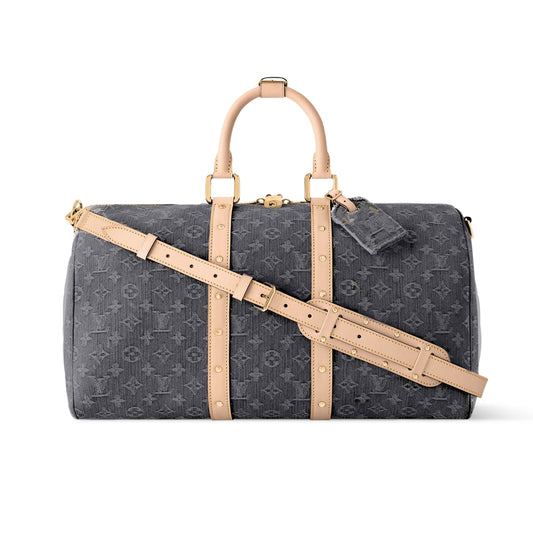 LOUIS VUITTON KEEPALL BANDOULIÈRE 45 DENIM CLOUDY GRAY 45CM M13748