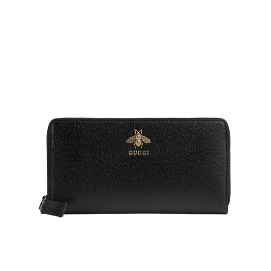 GUCCI ANIMALIER LEATHER ZIP AROUND WALLET 19CM 523667 DJ20T 1000