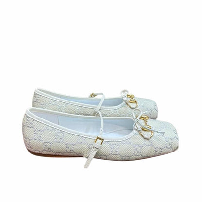 GUCCI WOMEN’S HORSEBIT BALLET FLAT WHITE