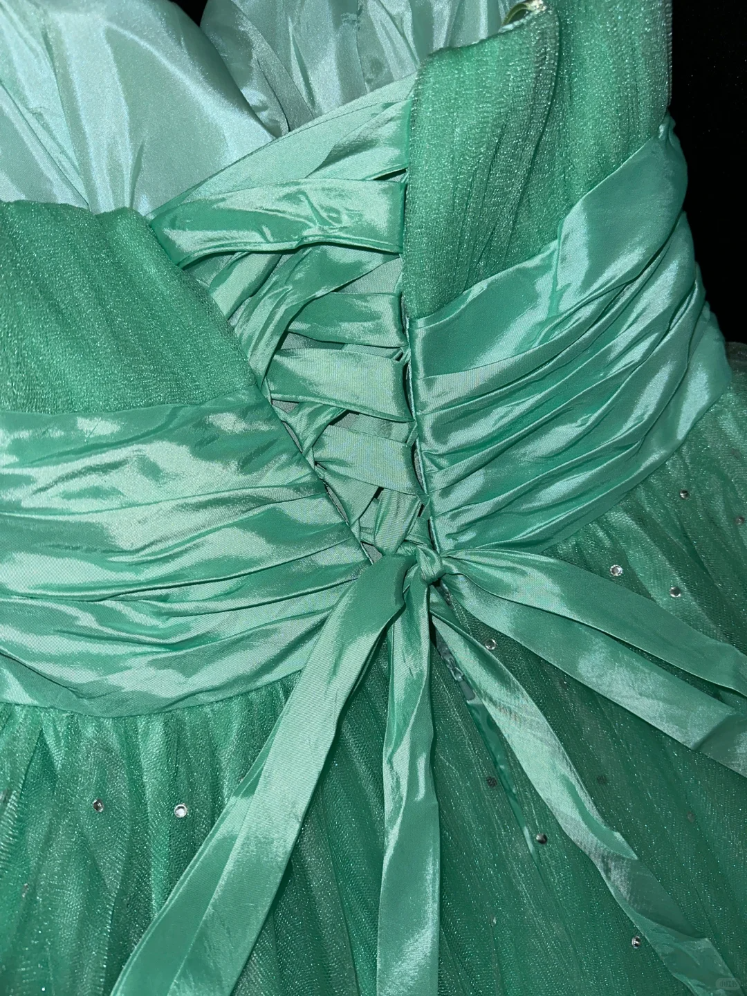 Green A Line Sweetheart Neck Rhinestone Tulle Long Prom Dress Evening Dress SH3176