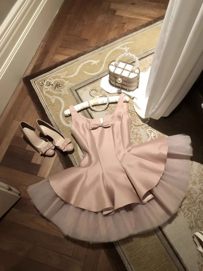 Sweet Pink Satin A Line Short Birthday Dress Homecoming Dress S213