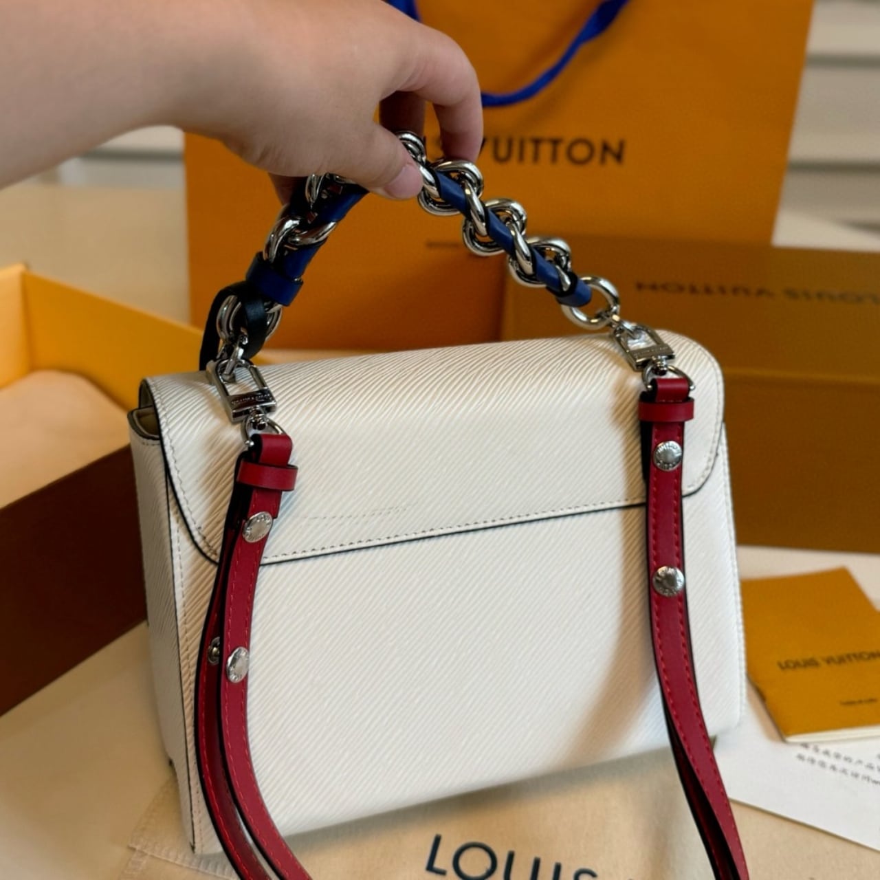 LOUIS VUITTON TWIST PM LIMITED EDITION BAG IN WHITE 23CM