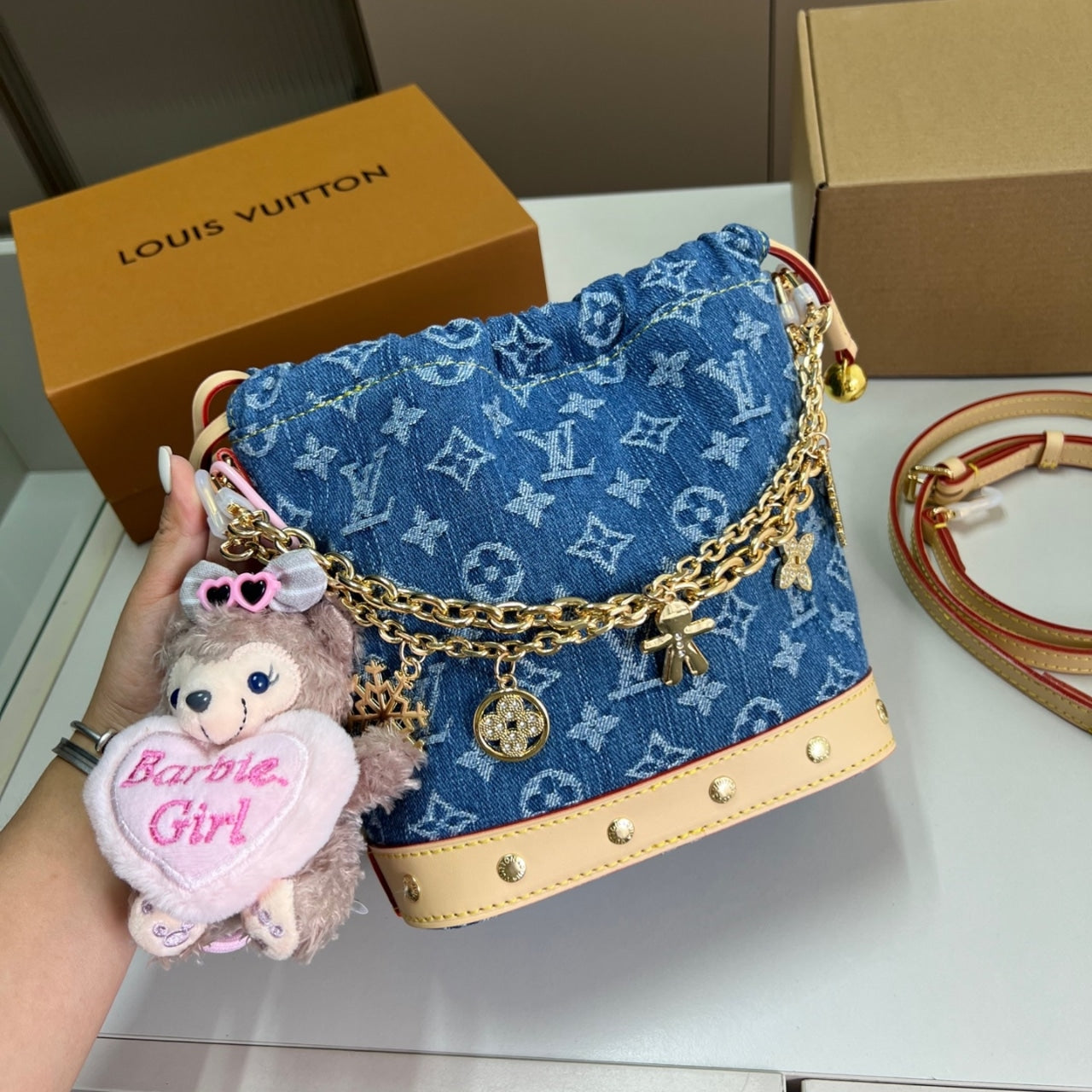 LOUIS VUITTON NANO NOAH BACKPACK DENIM BLUE 19CM M83043