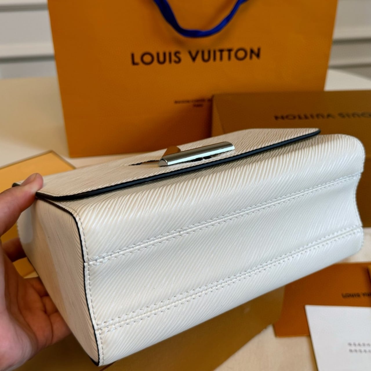 LOUIS VUITTON TWIST PM LIMITED EDITION BAG IN WHITE 23CM