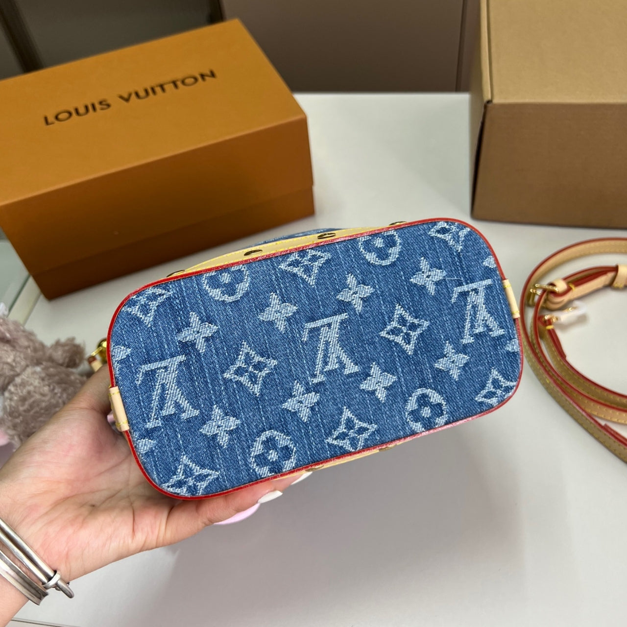 LOUIS VUITTON NANO NOAH BACKPACK DENIM BLUE 19CM M83043