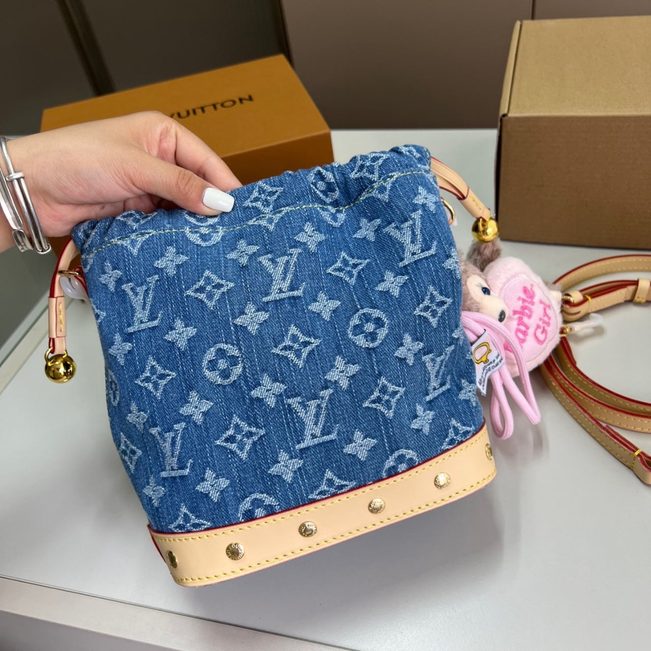 LOUIS VUITTON NANO NOAH BACKPACK DENIM BLUE 19CM M83043