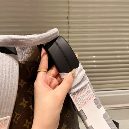 LOUIS VUITTON DISCOVERY PM BACKPACK MACASSAR MONOGRAM BROWN 40CM M46684