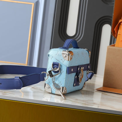 LOUIS VUITTON SOUL TRUNK BOX BAG BLUE 19CM M15035