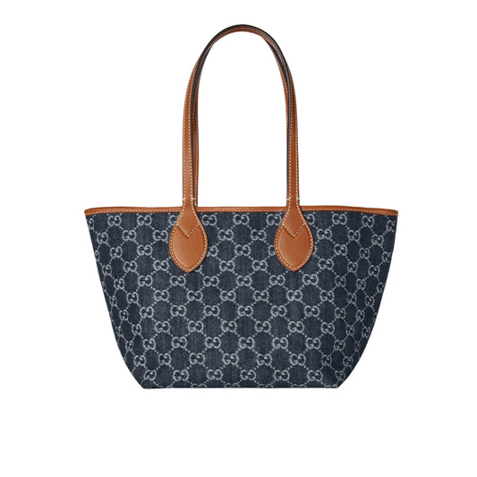 GUCCI TOTISSIMA SMALL TOTE BAG GG DENIM DARK BLUE 22CM 820496 FAECC 4243