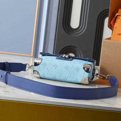 LOUIS VUITTON SOUL TRUNK BOX BAG BLUE 19CM M15035