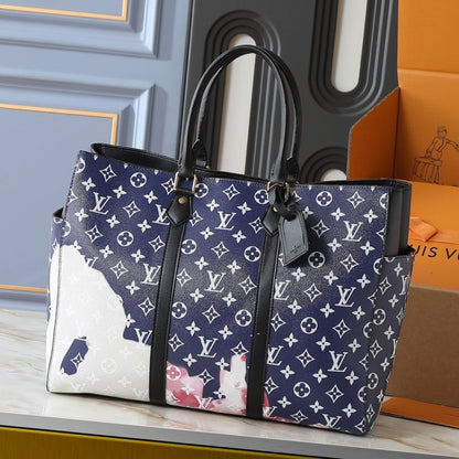 LOUIS VUITTON MONOGRAM TOTE SAC FLAT DARK BLUE 44CM