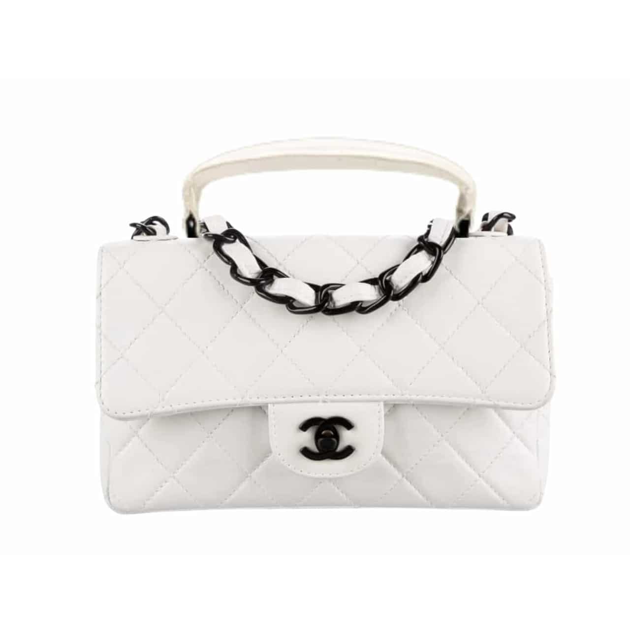 CHANEL VINTAGE SMALL CLASSIC FLAP BAG WHITE 20CM