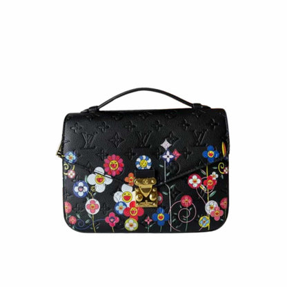 LOUIS VUITTON X TAKASHI MURAKAMI POCHETTE MÉTIS BAG BLACK 25CM M41487