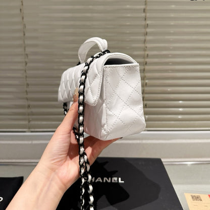 CHANEL VINTAGE SMALL CLASSIC FLAP BAG WHITE 20CM