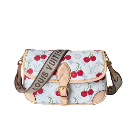 LOUIS VUITTON X TAKASHI MURAKAMI DIANE BAG MONOGRAM CHERRY WHITE 25CM