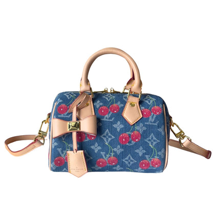 LOUIS VUITTON X TAKASHI MURAKAMI SPEEDY BANDOULIÈRE 20 MONOGRAM DENIM BLUE 20CM