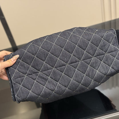 CHANEL 25 MEDIUM BAG SHOULDER HANDBAG DENIM DARK BLUE 40CM