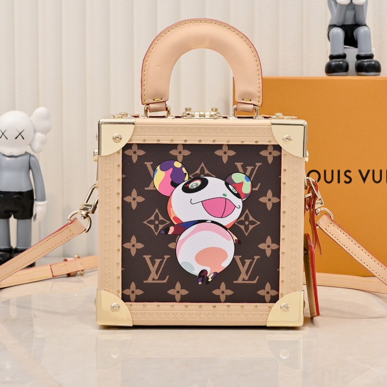 LOUIS VUITTON X TAKASHI MURAKAMI MINI SQUARE TRUNK BROWN 17CM M13127