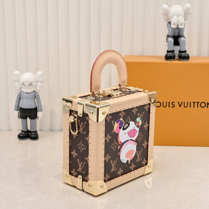 LOUIS VUITTON X TAKASHI MURAKAMI MINI SQUARE TRUNK BROWN 17CM M13127