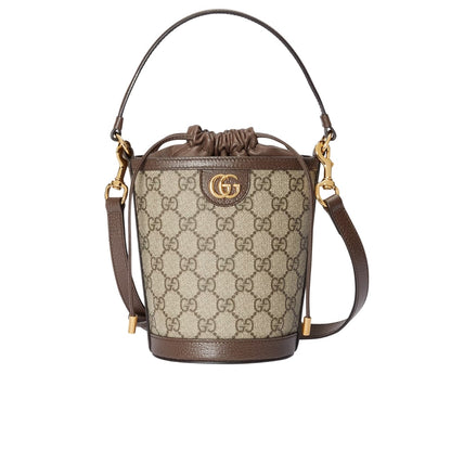 GUCCI OPHIDIA MINI BUCKET BAG BEIGE AND EBONY 20CM 760199 9AAD9 8341