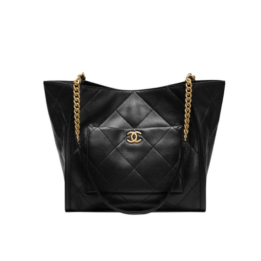 CHANEL HIPPIE HOBO BAG BLACK 25CM AS5417 B19635 94305