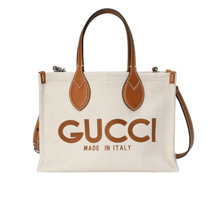 GUCCI MEDIUM TOTE BAG WITH GUCCI PRINT BEIGE 28CM 772144 FACUL 8451