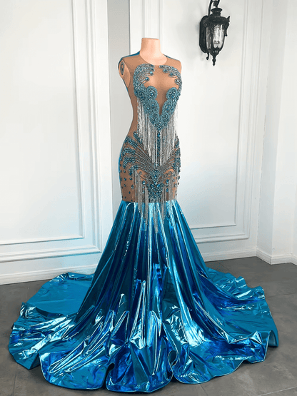 Luxury Formal Dresses Black Girl Crystal Holiday Dress Party