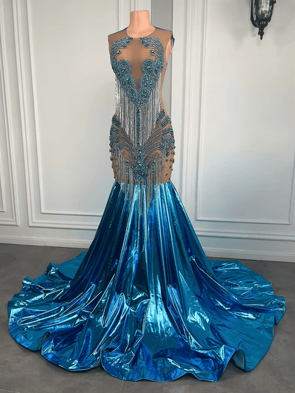 Luxury Formal Dresses Black Girl Crystal Holiday Dress Party