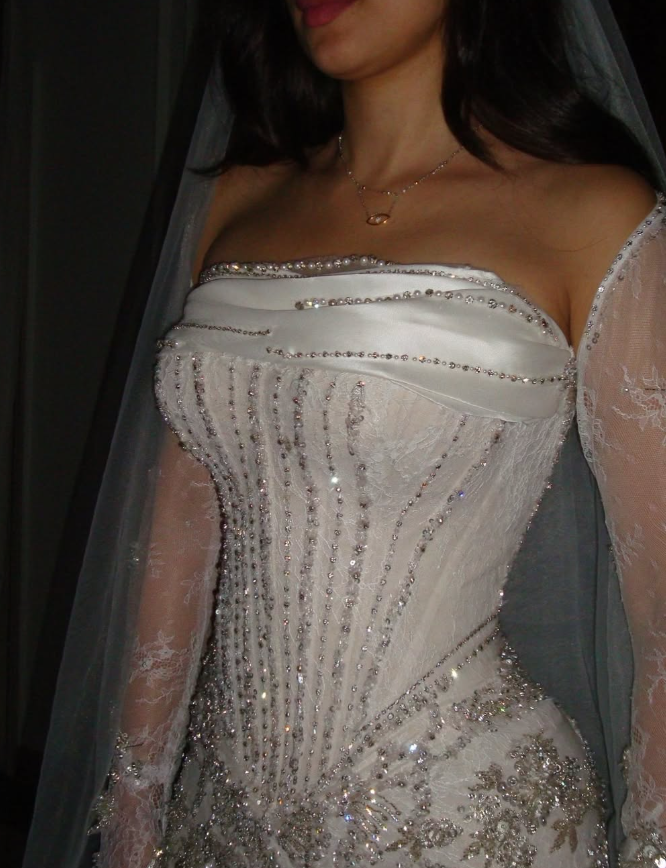 Gorgeous Exquisite Mermaid Strapless White Lace Tulle Long Wedding Dress Date Dress SH3465