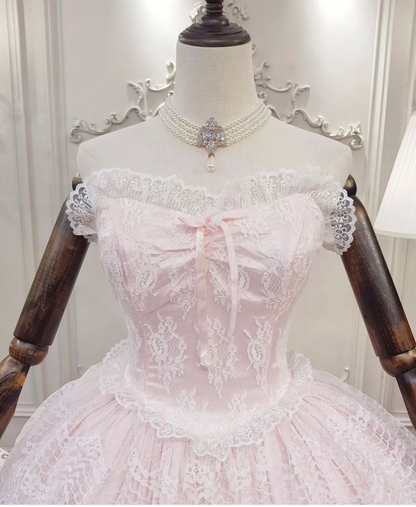 Sweet Pink Lace Layered Birthday Outfits Short A Line Homecoming Dress S582