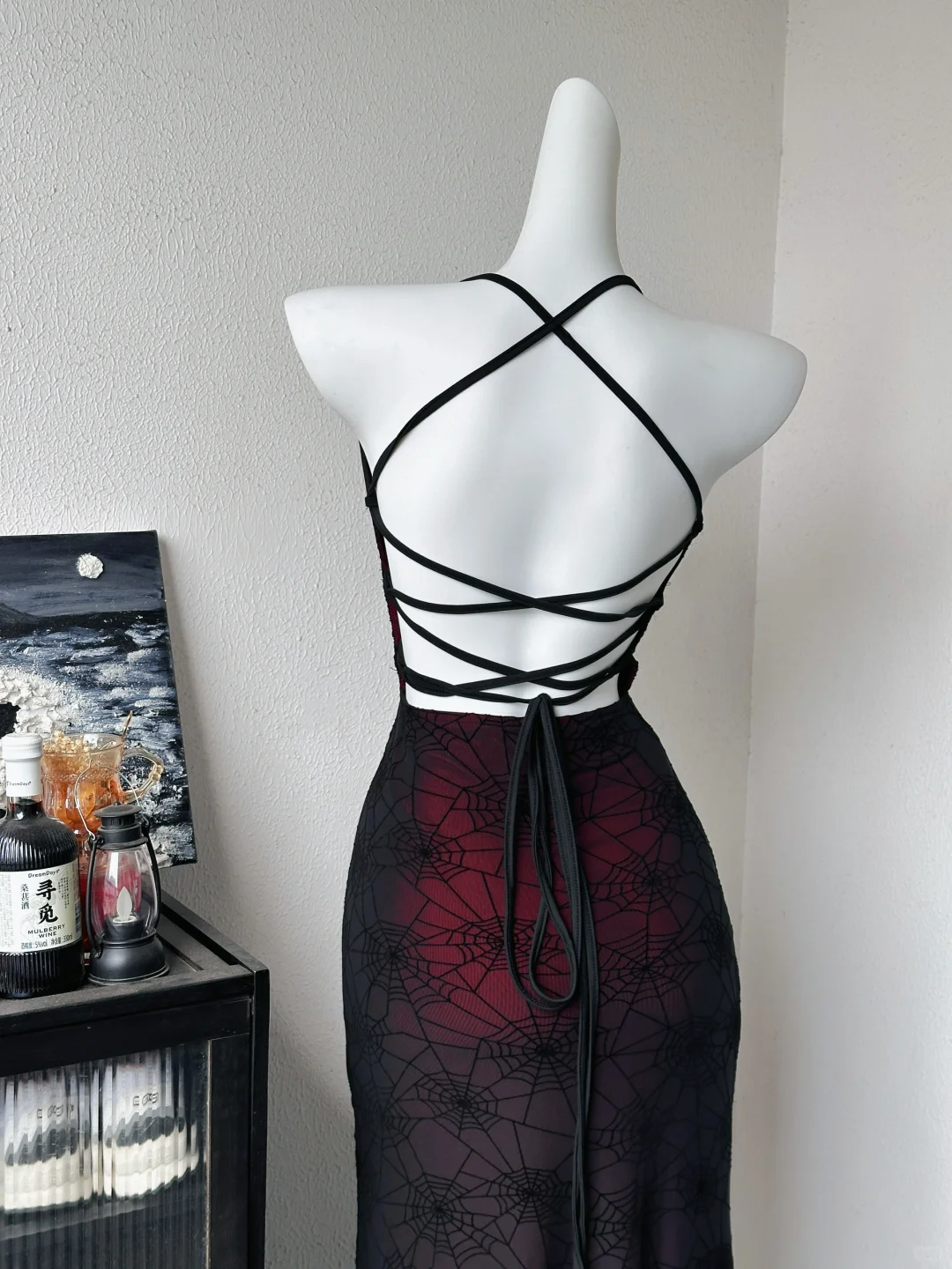 Vintage Halter Burgundy Sheath Long Evening Dress Backless Party Dress S649