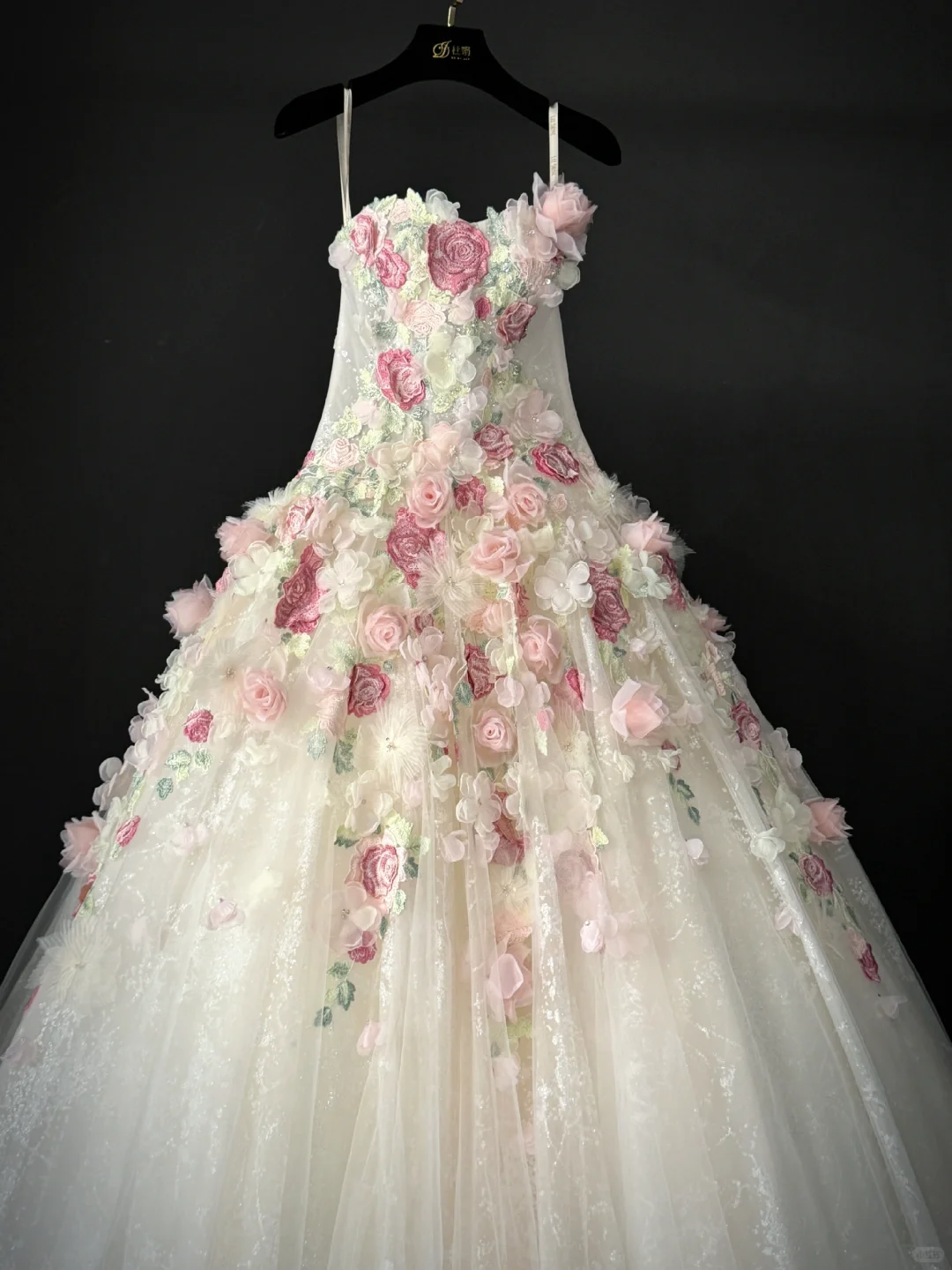 Romantic Pink Floral A Line Sweetheart Neck Tulle Long Prom Dress Gown Dress SH3581