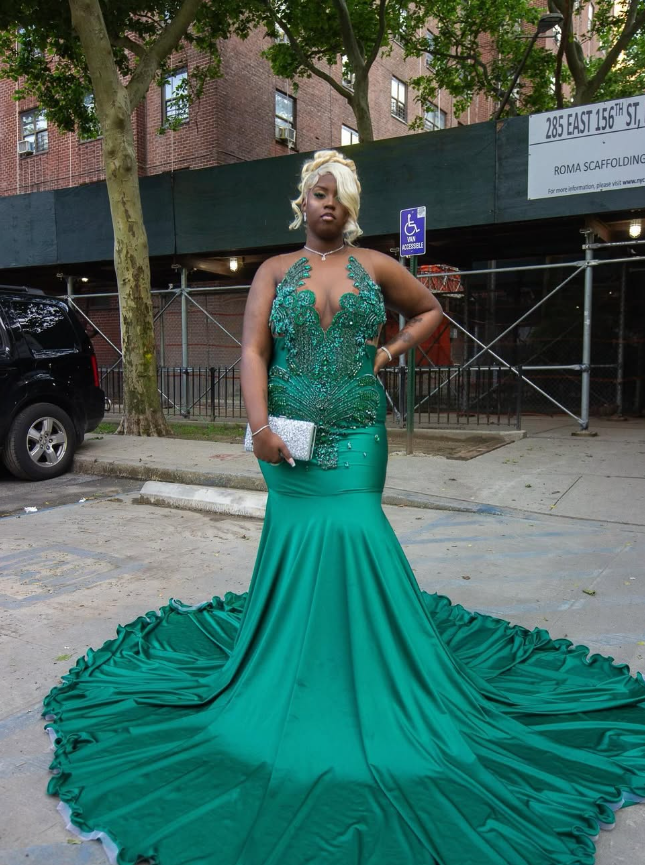 Gorgeous Mermaid V Neck Green Beaded Satin Long Sweep Prom Dress Evening Dress SH2175