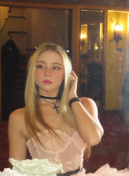 Princess A Line Sweetheart Neck Light Pink Tulle Long Prom Dress Evening Dress SH2220