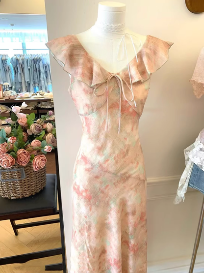 Pink Ruffle A Line Vacation Dress Birthday Party Dress S286