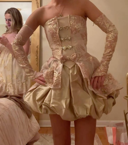 Vintage Strapless A Line Mini Party Dress Homecoming Dress S279