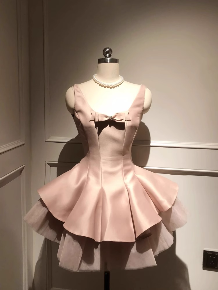 Sweet Pink Satin A Line Short Birthday Dress Homecoming Dress S213