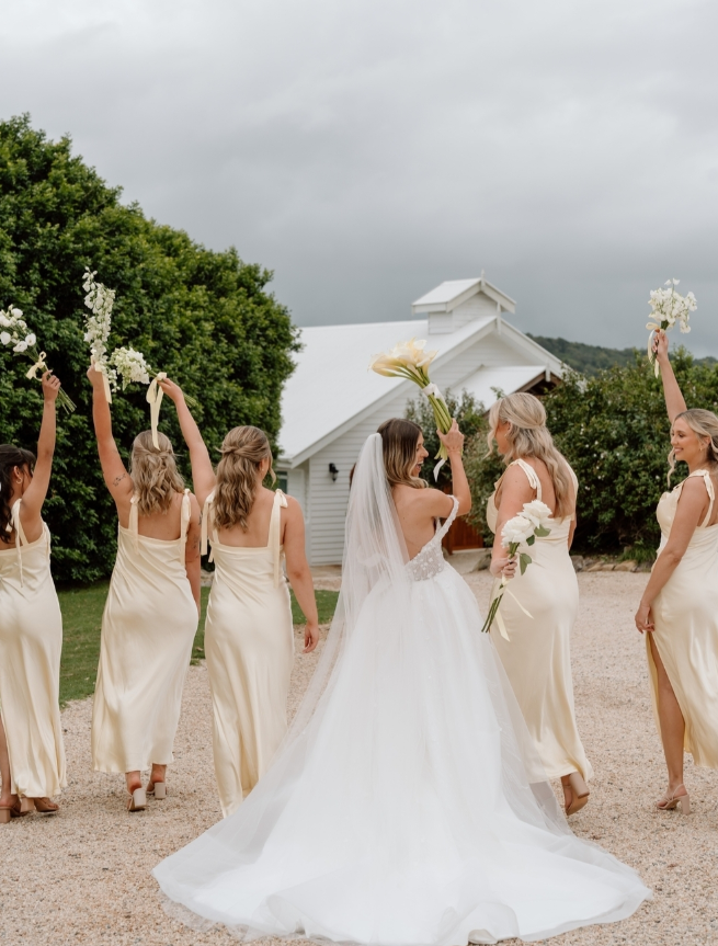 Elegant A Line Spaghetti Strap Yellow Satin Evening Dress Bridesmaid Dress with Slit SH2696