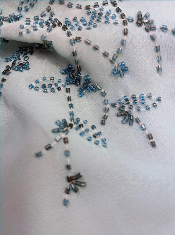 Blue exquisite beading vintage fashion floral long satin ball gown evening dress gh4434