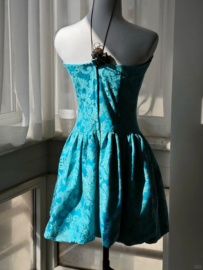 Peacock Turquoise Short Homecoming Dress Prom Dress Evening Dress gh4337