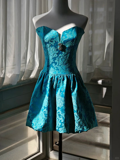 Peacock Turquoise Short Homecoming Dress Prom Dress Evening Dress gh4337
