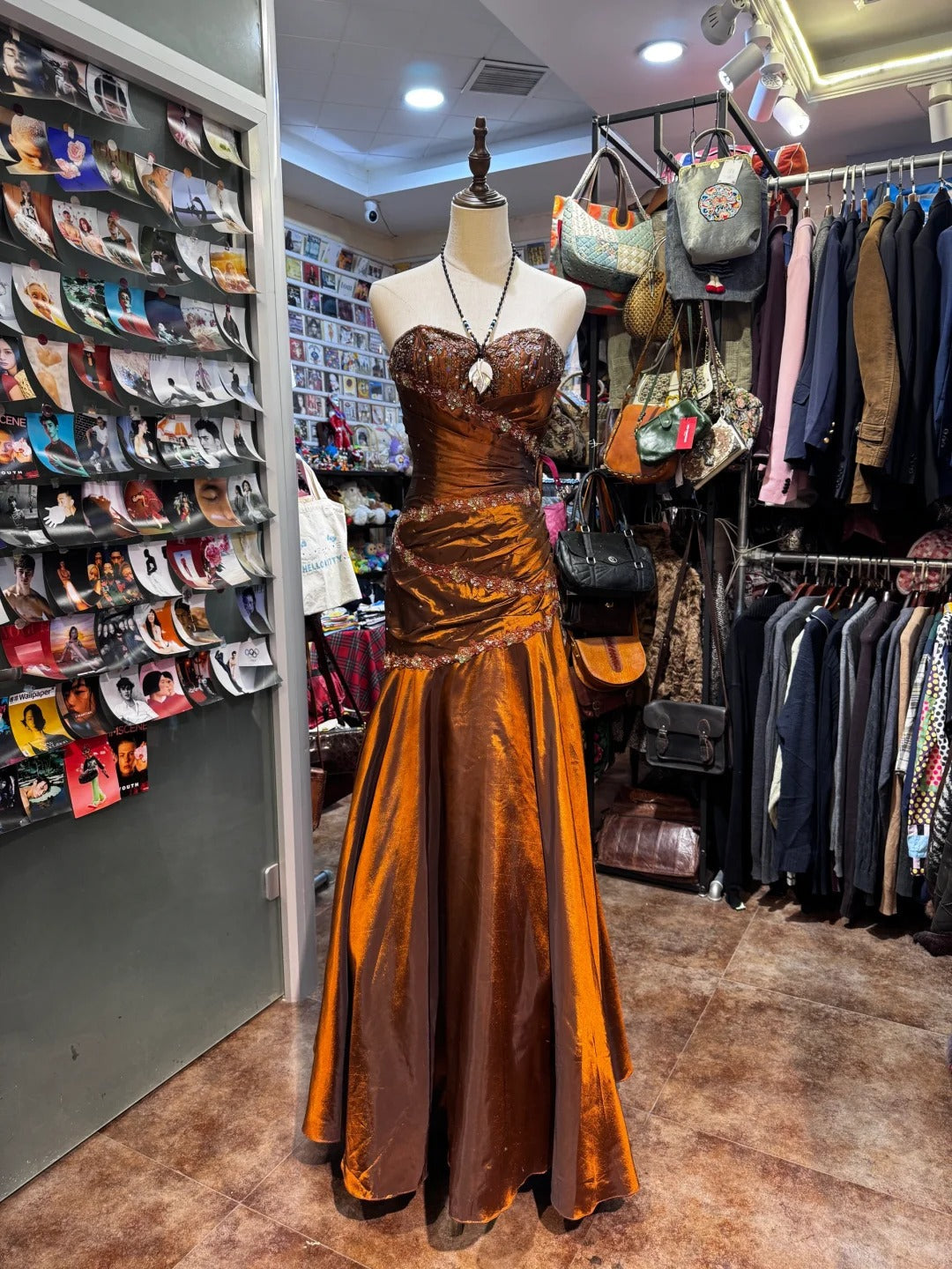 Bronze Gold Beaded Unique Fashion Retro Elegant Exquisite Long Prom Dress Evening Gown gh4215