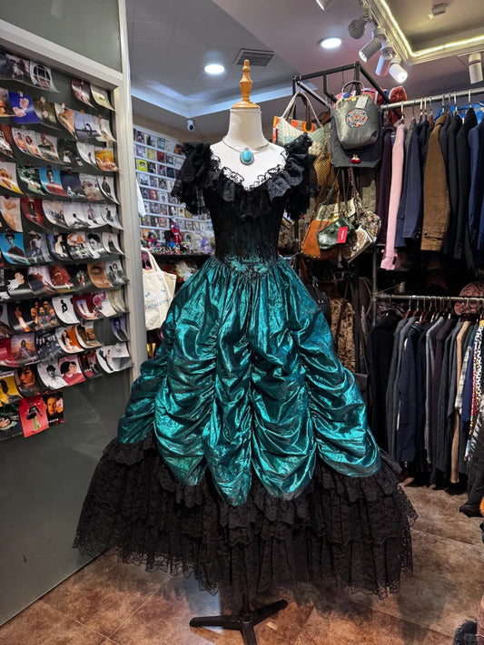 Black Turquoise Green Unique Fashion Retro Elegant Exquisite Long Prom Dress Evening Gown gh4213