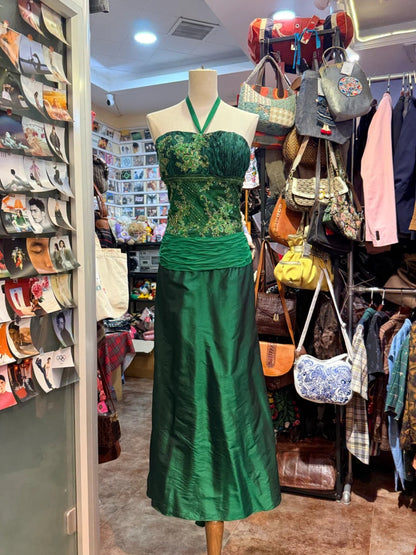 Green Gorgeous Fashion Vintage Exquisite Floral Beads Elegant Long Backless Satin Ball Gown Evening Dress Party Dress gh4141