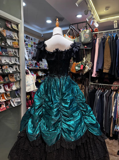 Black Turquoise Green Unique Fashion Retro Elegant Exquisite Long Prom Dress Evening Gown gh4213